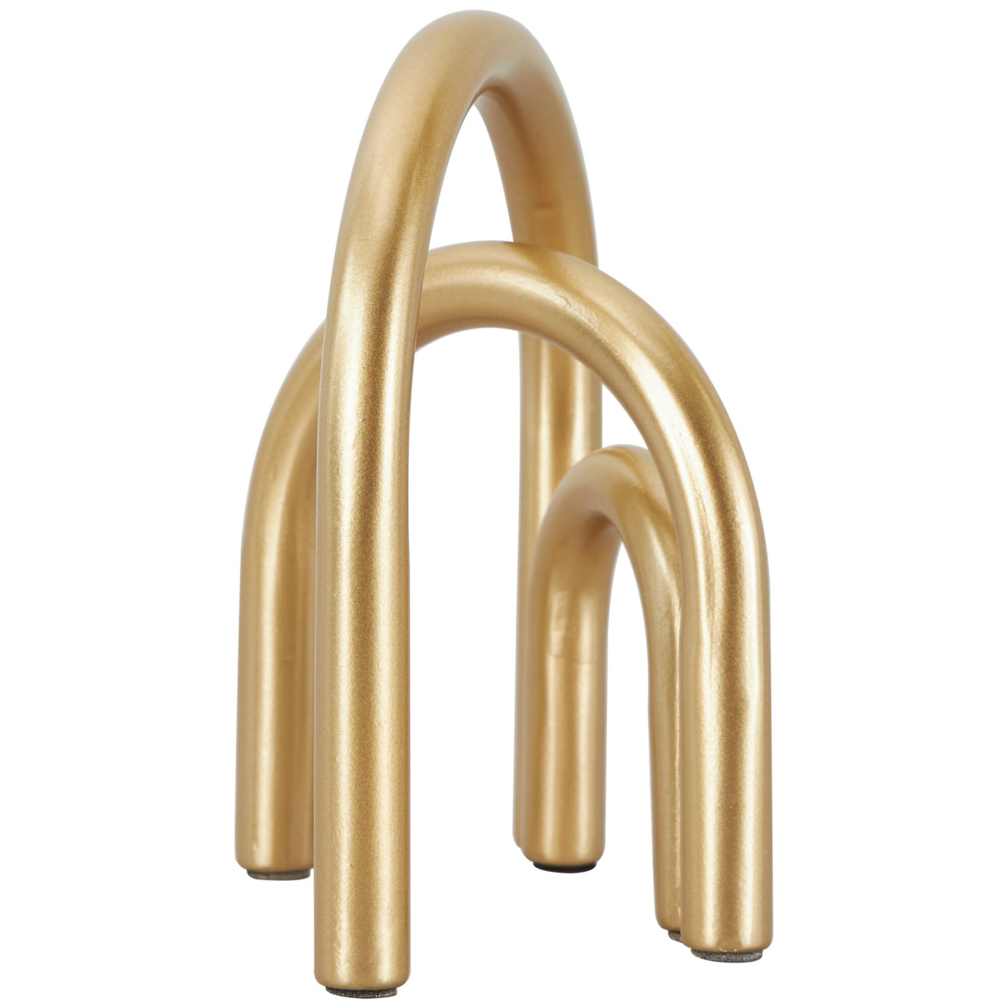 8" Gold Metal Geometric Overlapping Arch Sculpture